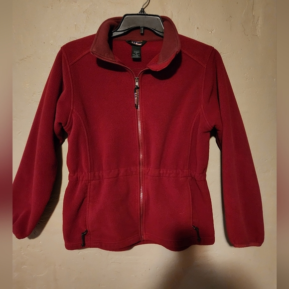 L.L. Bean Womens Red Outdoors Fleece Anorak Jacket Petite Size M - Picture 1 of 4